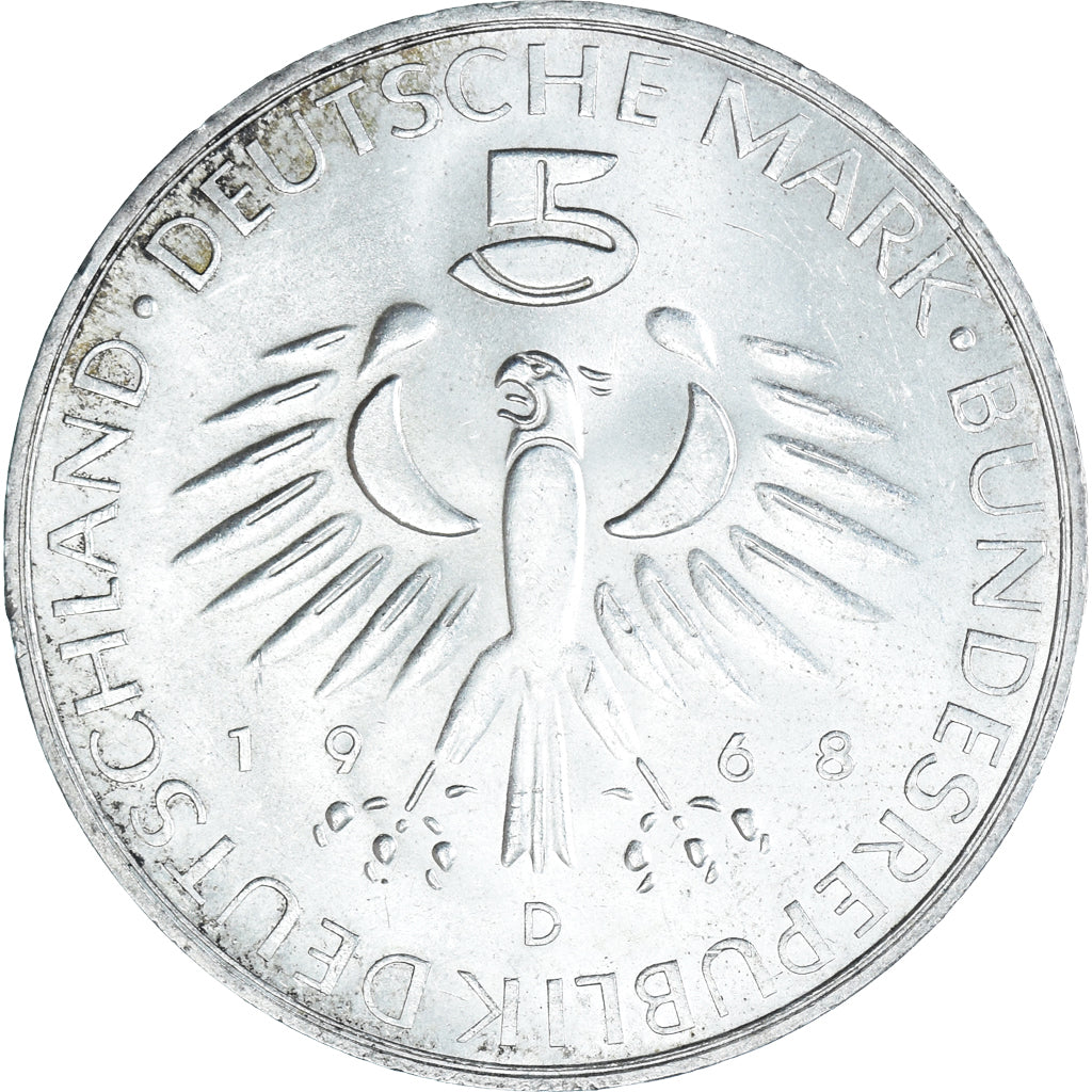 Moneta, GERMANIA - REPUBBLICA FEDERALE, 5 Mark, 1968, Munich, Germany, 150th
