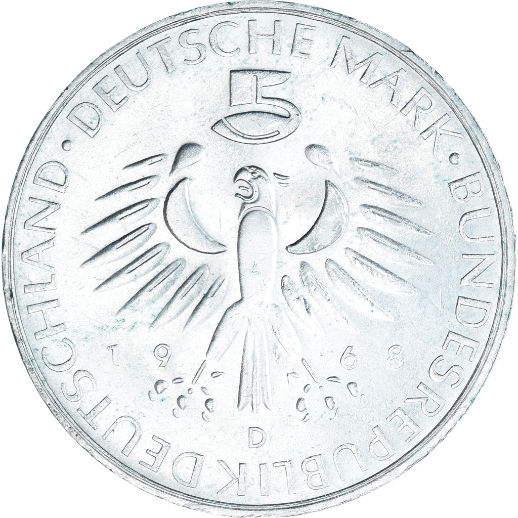Moneta, GERMANIA - REPUBBLICA FEDERALE, 5 Mark, 1968, Munich, Germany, 150th