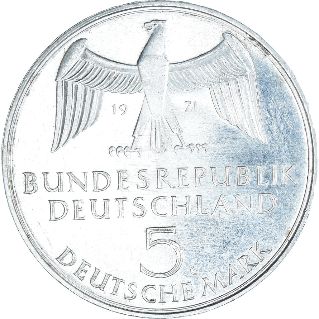 Coin, GERMANY - FEDERAL REPUBLIC, 5 Mark, 1971, Karlsruhe, Germany, Foundation
