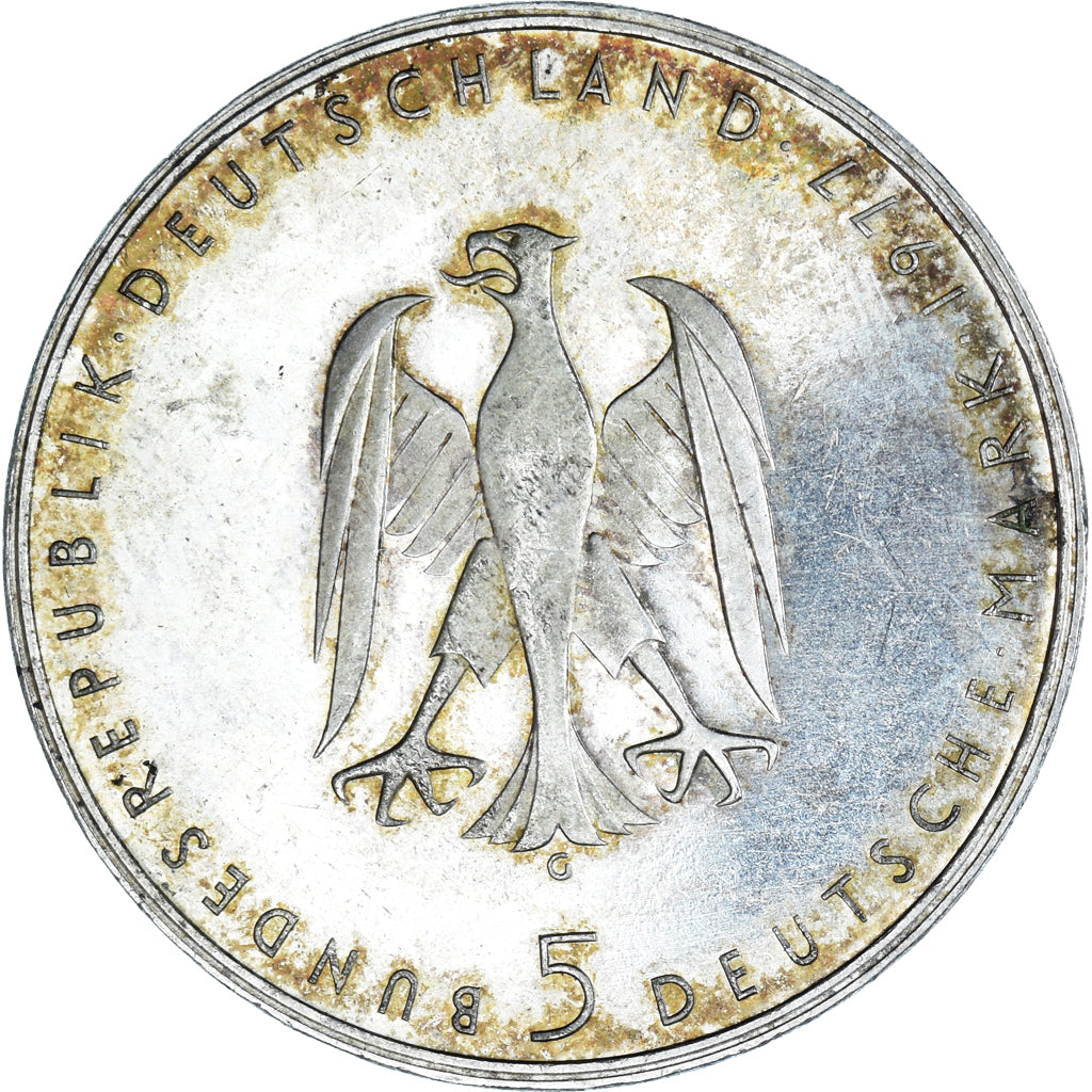 Coin, GERMANY - FEDERAL REPUBLIC, 5 Mark, 1977, Karlsruhe, Germany, 200th