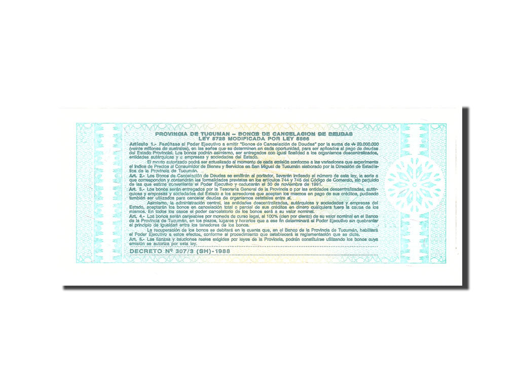 Banknote, Argentina, 1 Austral, Undated, Undated, KM:S2711b, UNC(65-70)