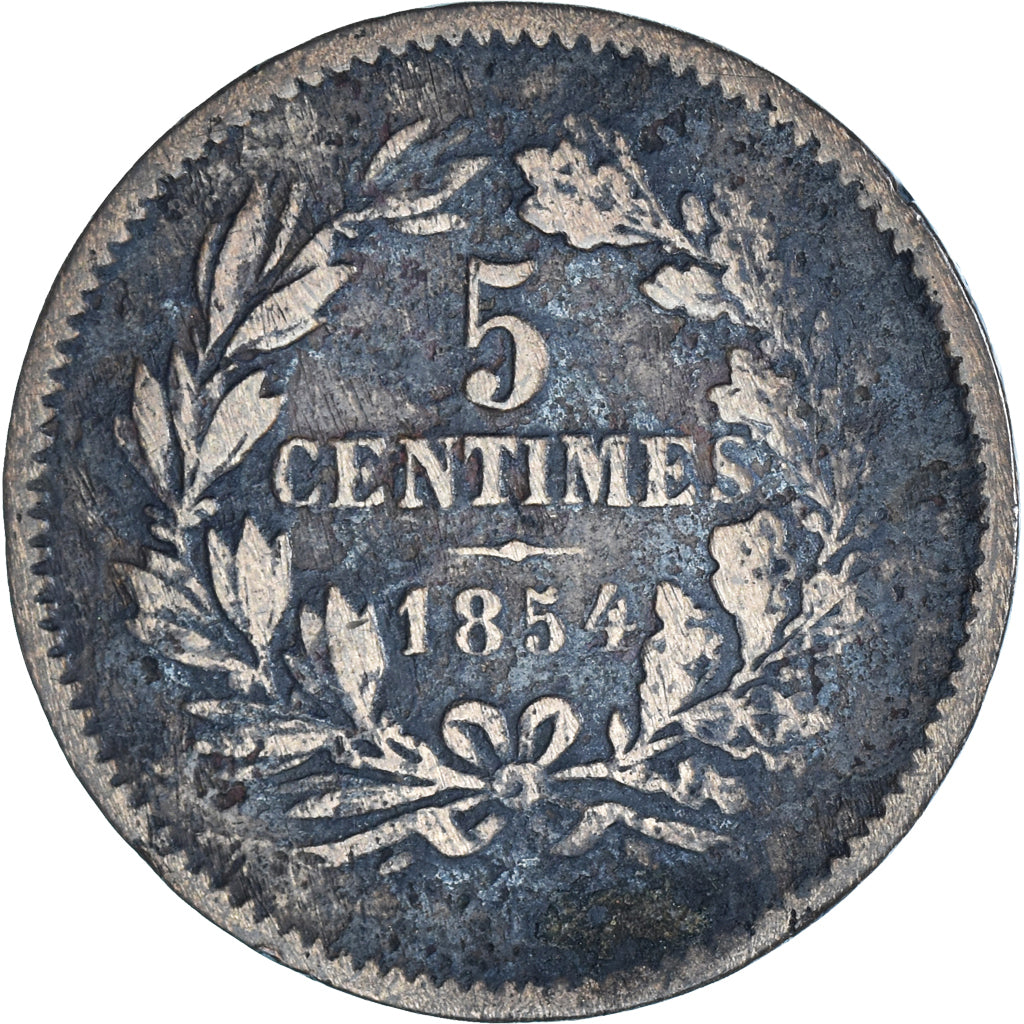 Coin, Luxembourg, William III, 5 Centimes, 1854, Utrecht, VF(20-25), Bronze