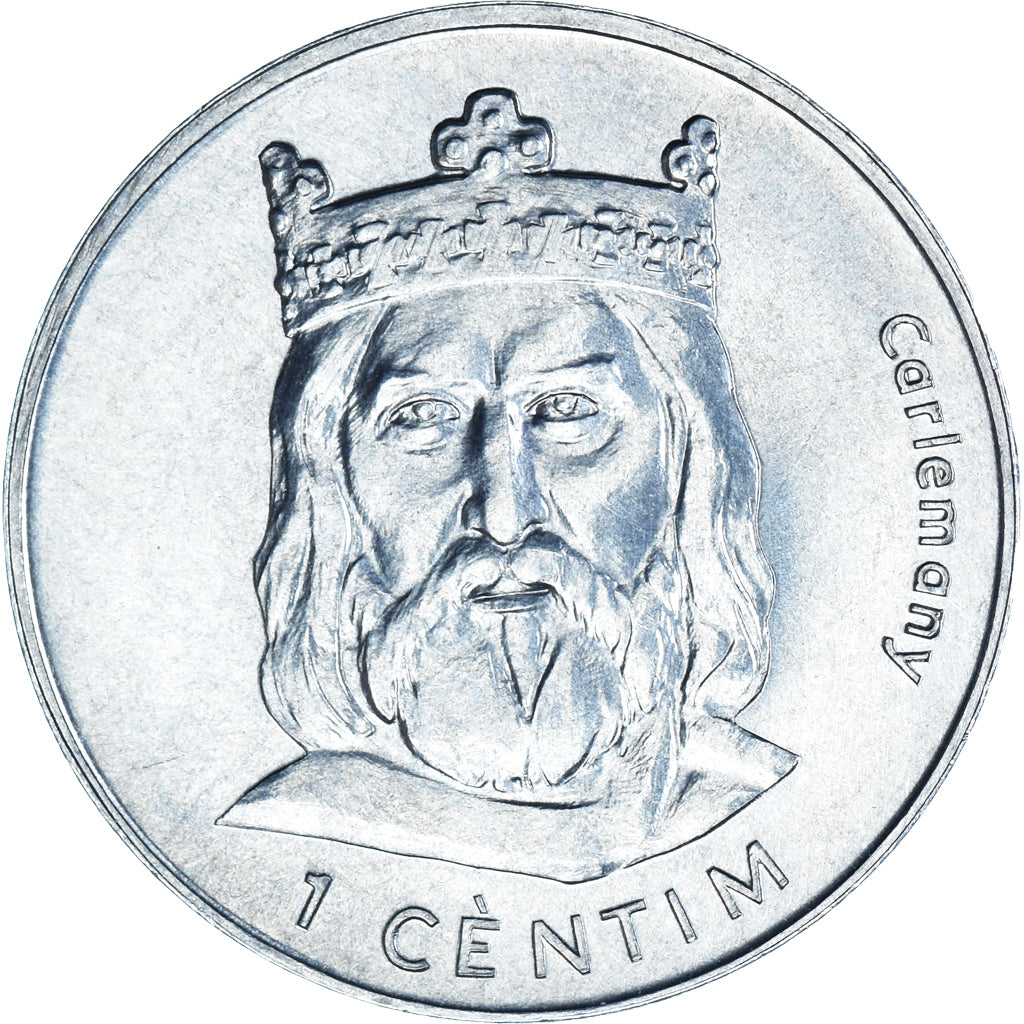 Coin, Andorra, Centim, 2002, Charlemagne, MS(63), Aluminum, KM:176