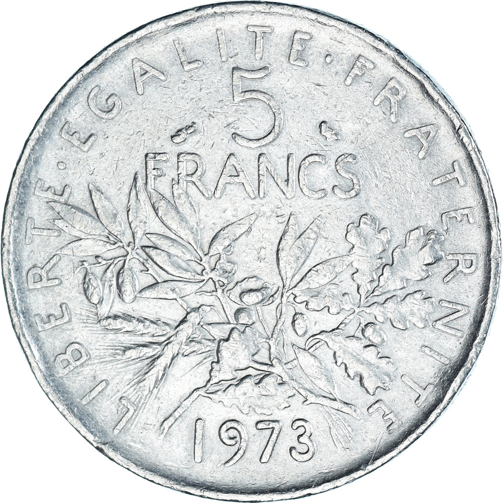 Moneta, Francia, Semeuse, 5 Francs, 1973, Paris, MB, Nichel placcato