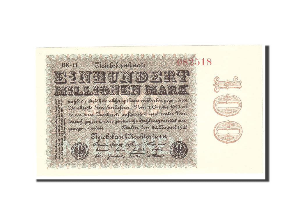 Banknote, Germany, 100 Millionen Mark, 1923, 1923-08-22, KM:107e, UNC(63)