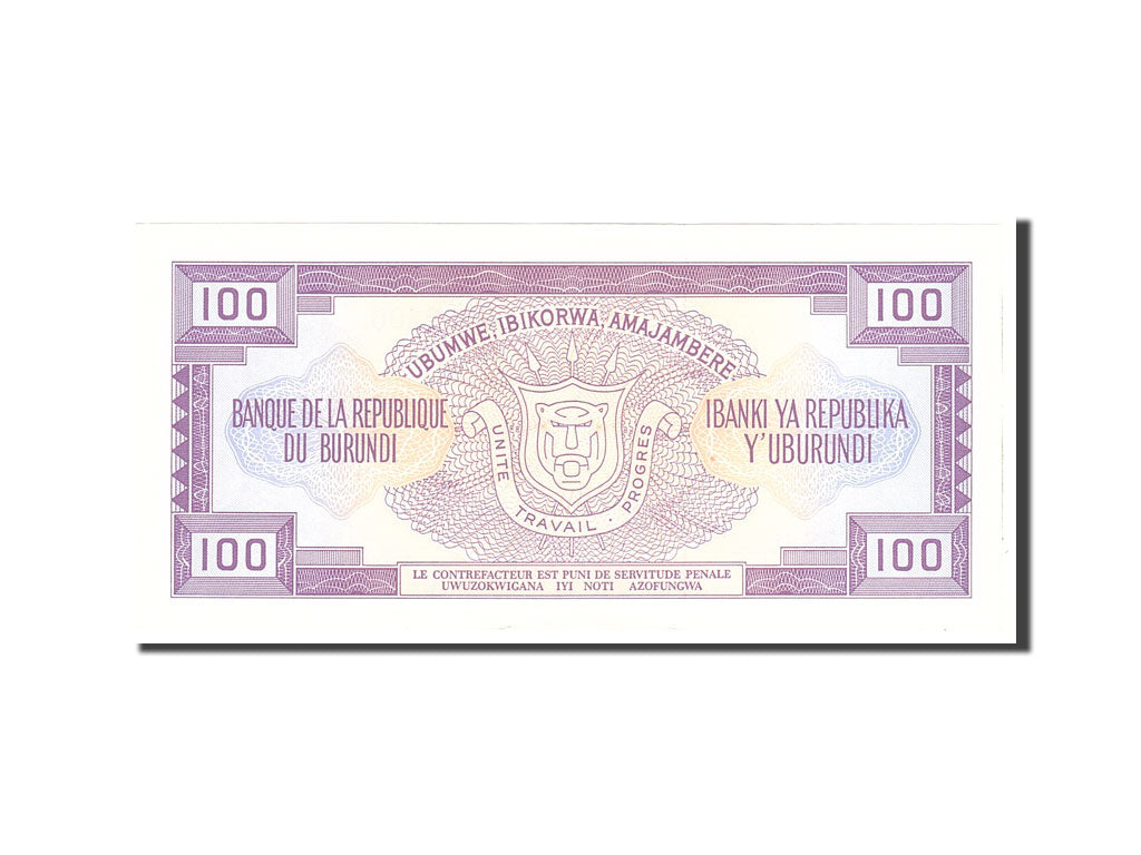 Banknote, Burundi, 100 Francs, 1993, 1993-05-01, KM:29c, UNC(65-70)