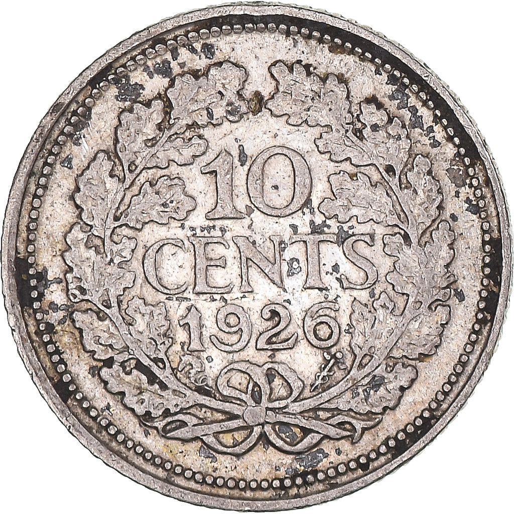 Moneta, Paesi Bassi, Wilhelmina I, 10 Cents, 1926, BB, Argento, KM:163