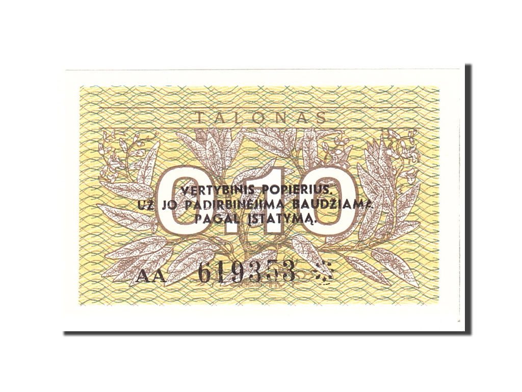 Billet, Lithuania, 0.10 Talonas, 1991, Undated, KM:29b, SPL