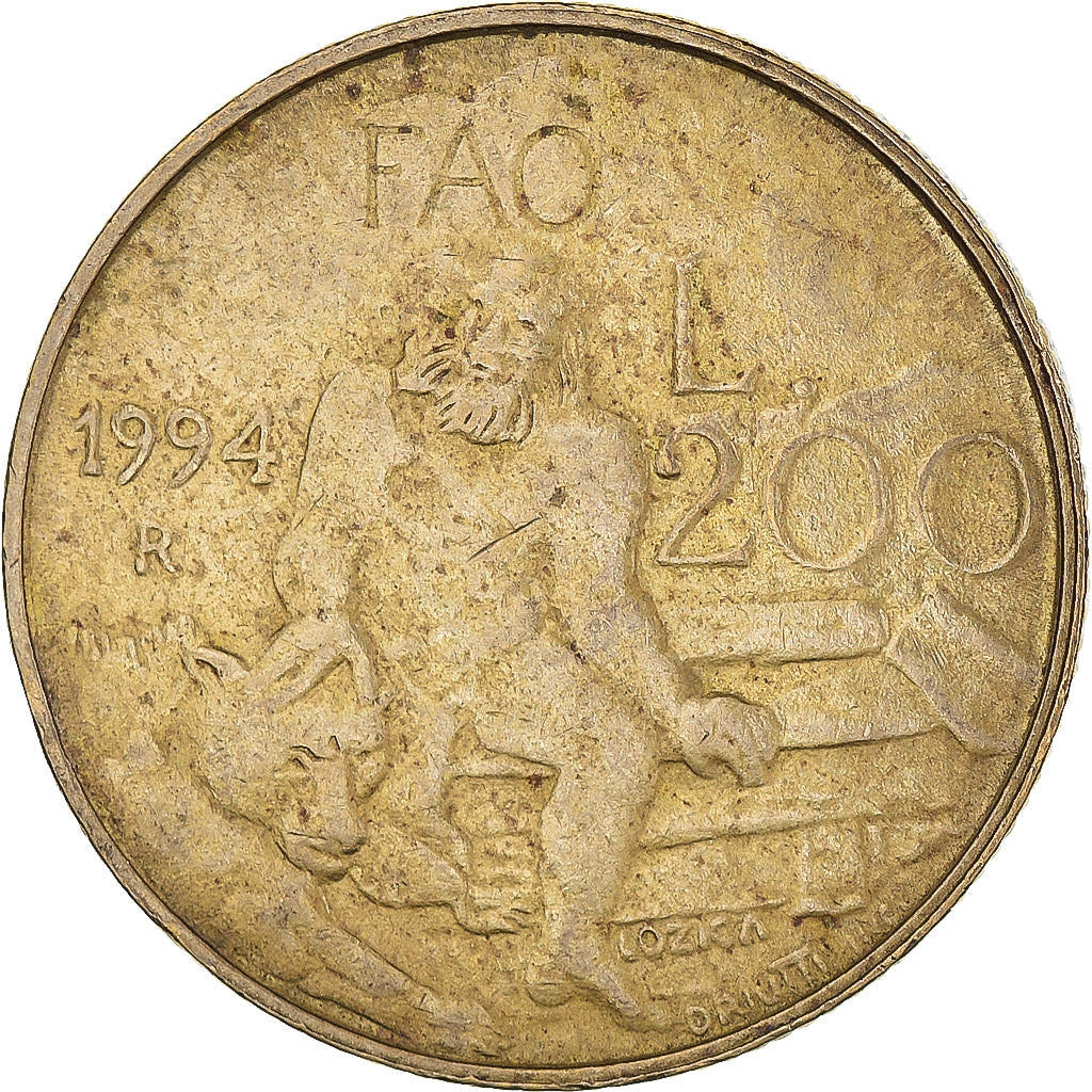 Munten, San Marino, 200 Lire, 1994, Rome, F.A.O., FR, Aluminum-Bronze, KM:313
