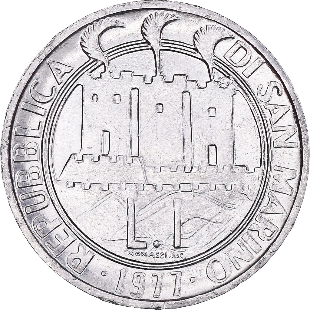 Munten, San Marino, Lira, 1977, FAO Commemorative Environment, UNC-, Aluminium
