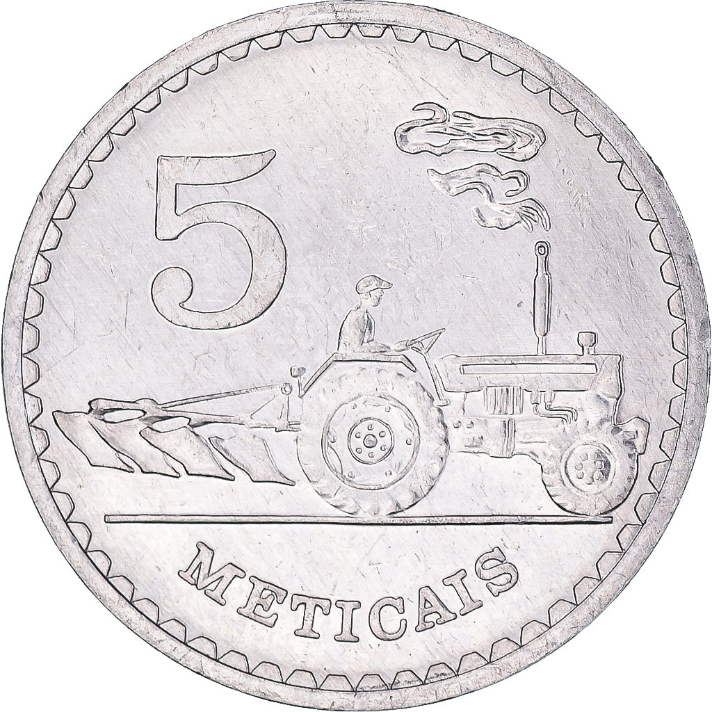 Coin, Mozambique, 5 Meticais, 1980, EF(40-45), Aluminum, KM:101