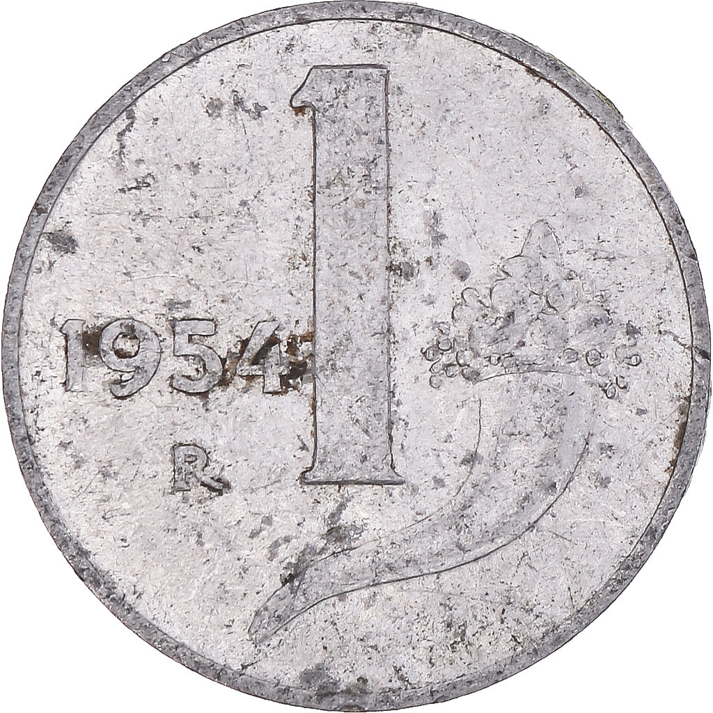 Moneta, Włochy, Lira, 1954, Rome, VF(20-25), Aluminium, KM:91