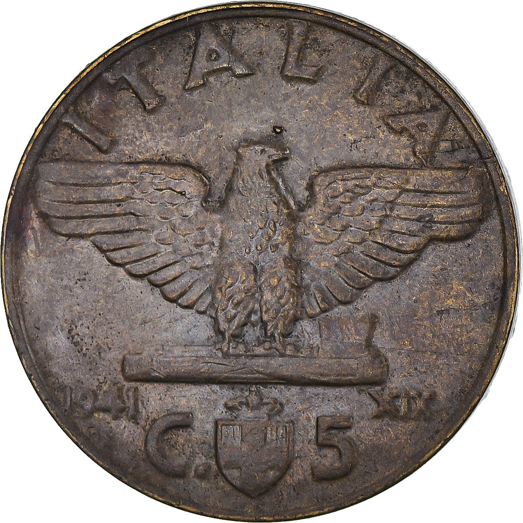 Coin, Italy, Vittorio Emanuele III, 5 Centesimi, 1941, Rome, AU(50-53)