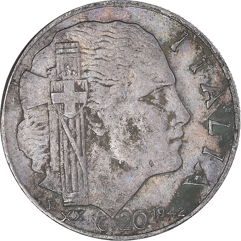 Moneda, Italia, Vittorio Emanuele III, 20 Centesimi, 1942, Rome, BC+, Acero