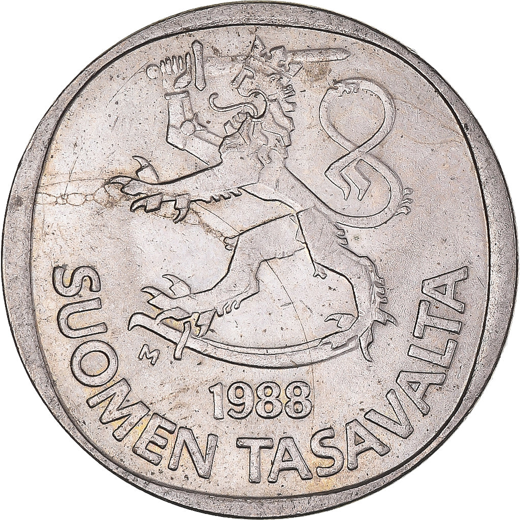 Moeda, Finlândia, Markka, 1988, EF(40-45), Cobre-níquel, KM:49a