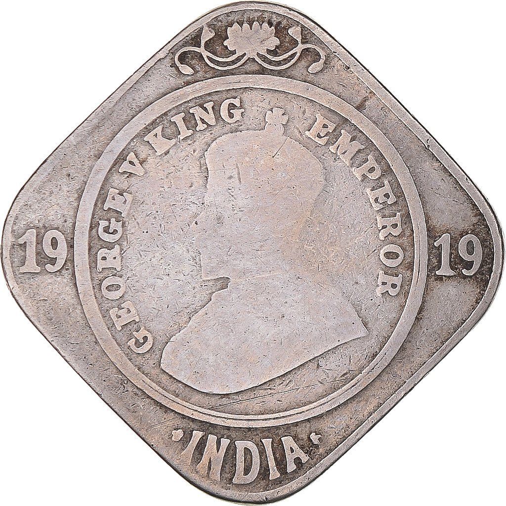 Coin, INDIA-BRITISH, George V, 2 Annas, 1919, VF(20-25), Copper-nickel, KM:516