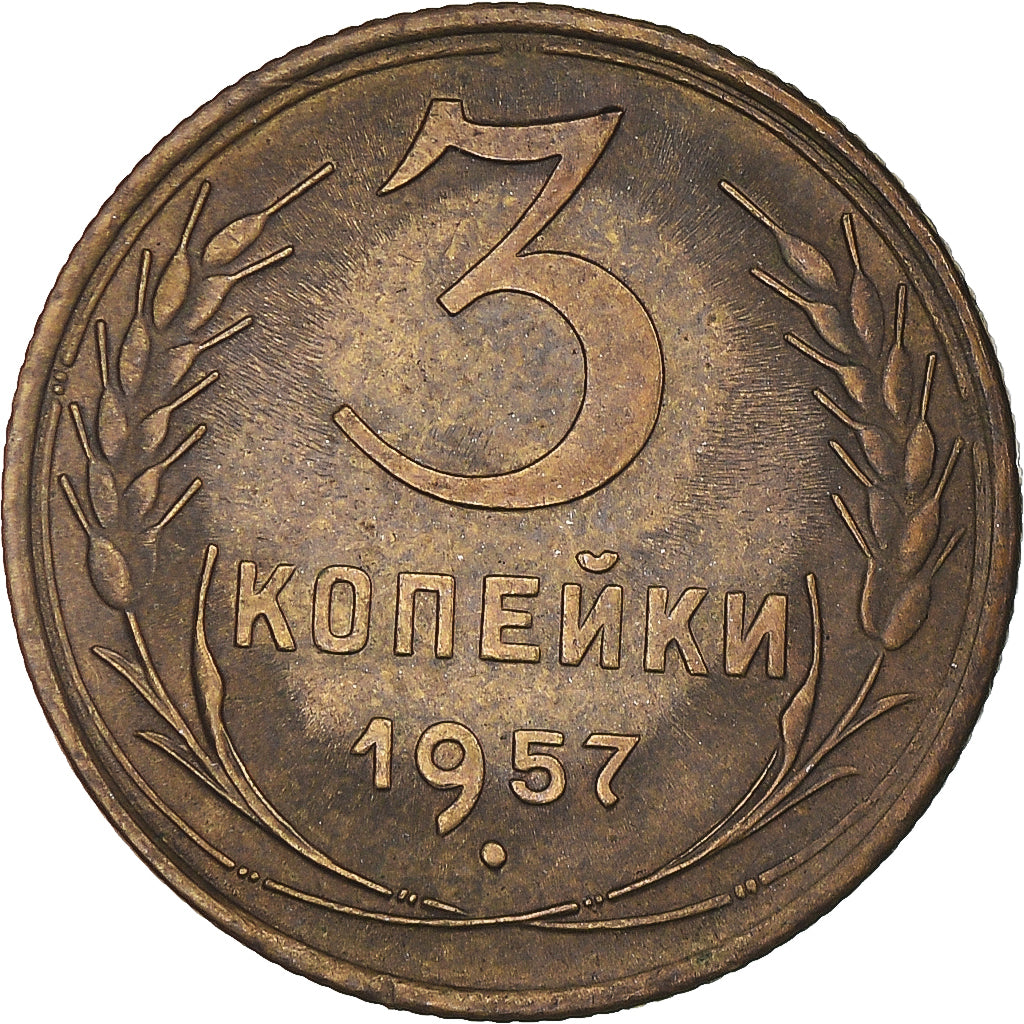 Moneta, Russia, 3 Kopeks, 1957, Saint-Petersburg, VF(30-35), Aluminium-Brąz