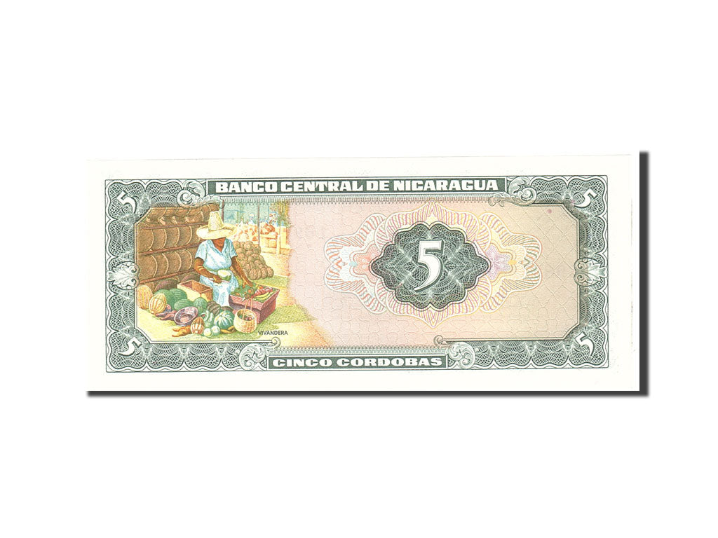 Banknote, Nicaragua, 5 Cordobas, 1972, Undated, KM:122, UNC(65-70)