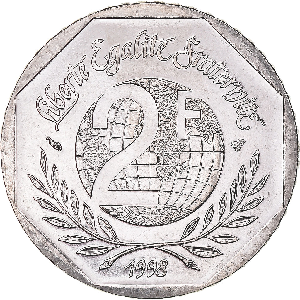 Münze, Frankreich, René Cassin, 2 Francs, 1998, UNZ, Nickel, KM:1213