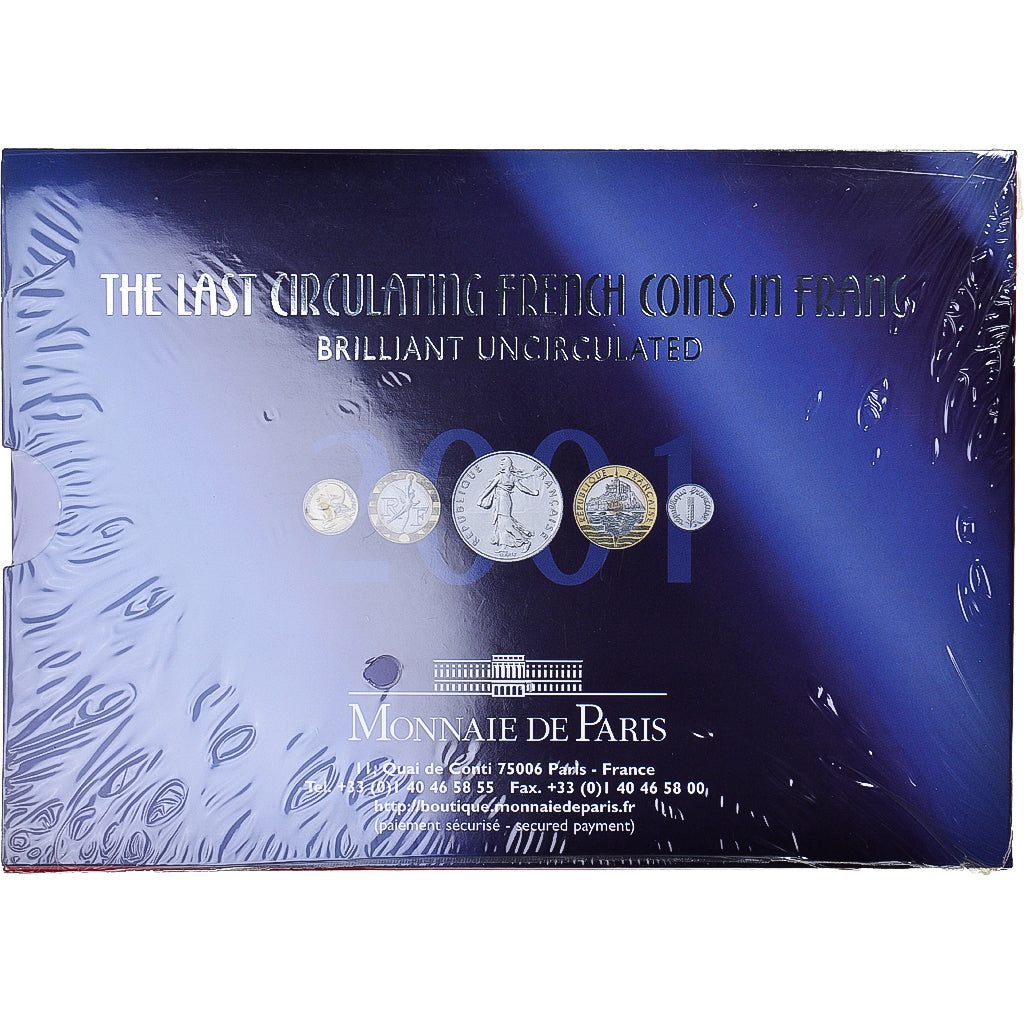 Moeda, França, Coffret 1 c. à 20 frs., 2001, Monnaie de Paris, BU, MS(65-70)