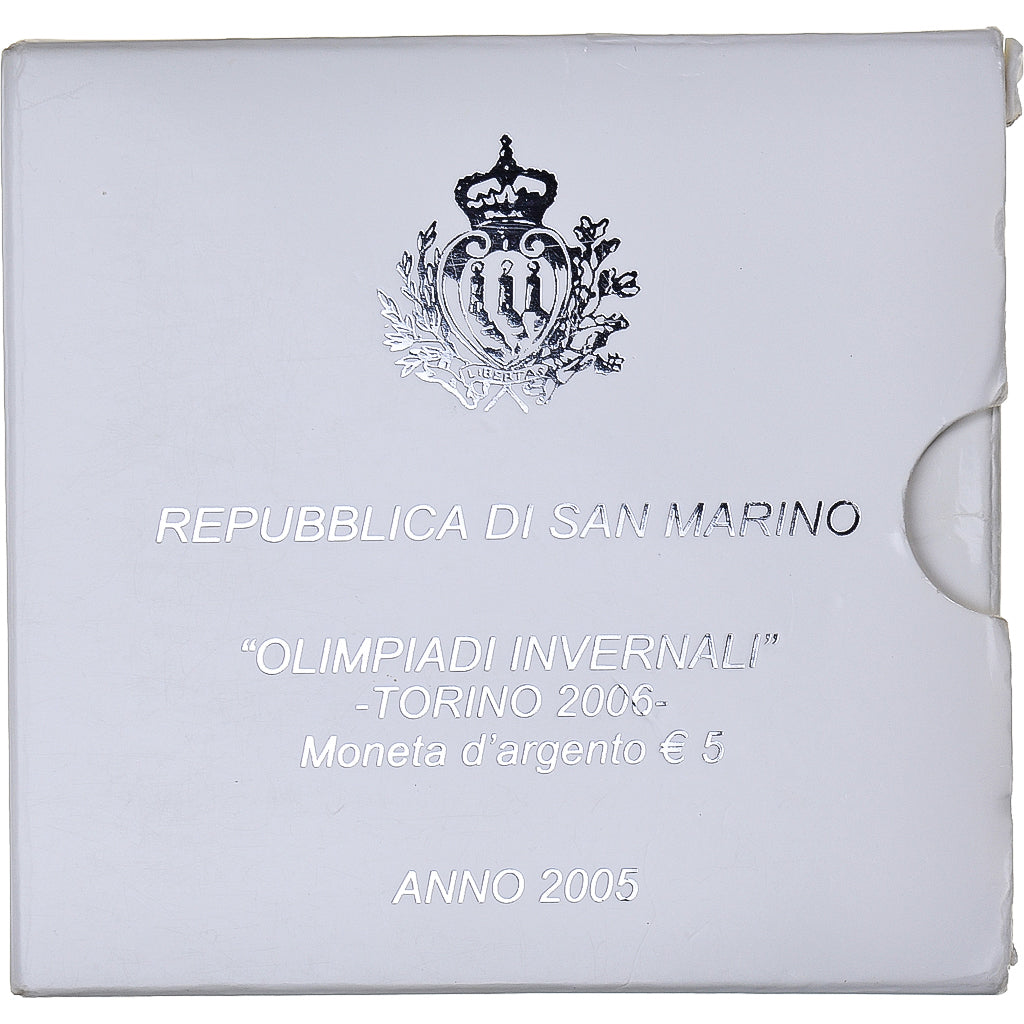 San Marino, 5 Euro, 2005, OLYMPIC TORINO .FDC BE, MS(65-70), Srebro, KM:511