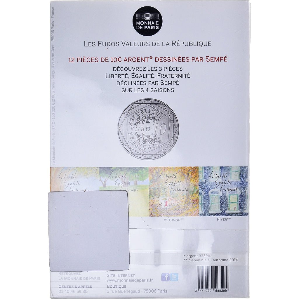 Francia, Monnaie de Paris, 10 Euro, Egalité Automne Sempé, 2014, Paris, FDC