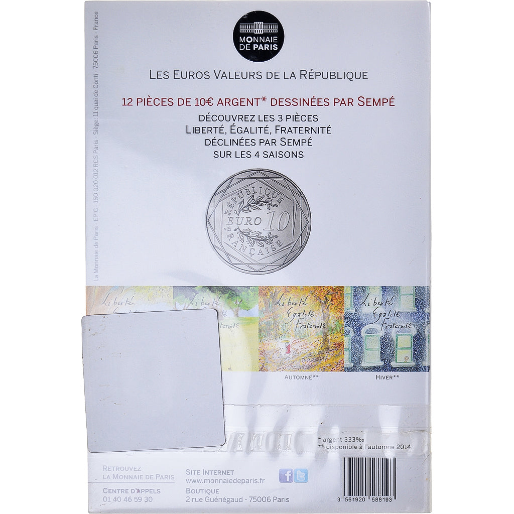 France, Monnaie de Paris, 10 Euro, 2014, Paris, Sempé Liberté Printemps