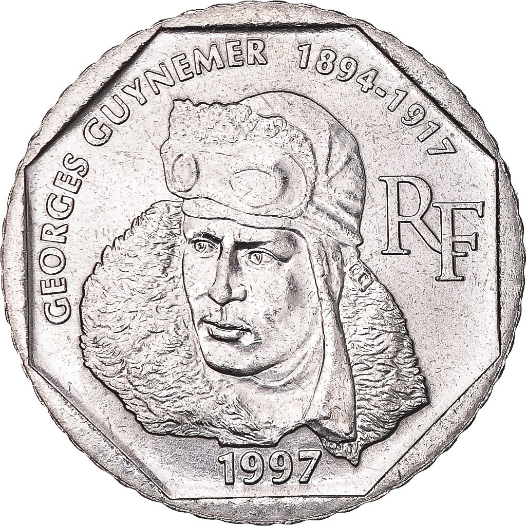 Coin, France, Guynemer, 2 Francs, 1997, AU(55-58), Nickel, KM:1187, Gadoury:550