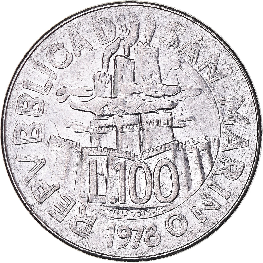 Munten, San Marino, 100 Lire, 1978, Rome, FAO, ZF, Staal, KM:82