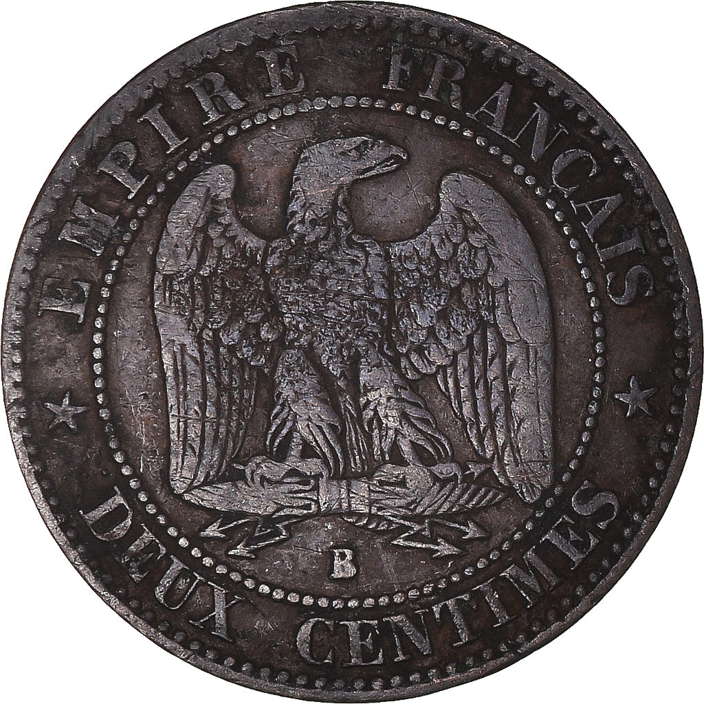 Moeda, França, Napoleon III, Napoléon III, 2 Centimes, 1854, Rouen, VF(30-35)