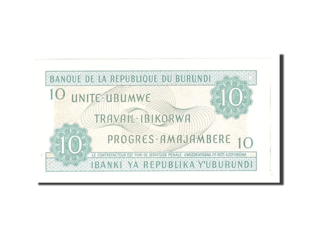 Banknote, Burundi, 10 Francs, 1981, 1981-06-01, KM:33a, UNC(65-70)