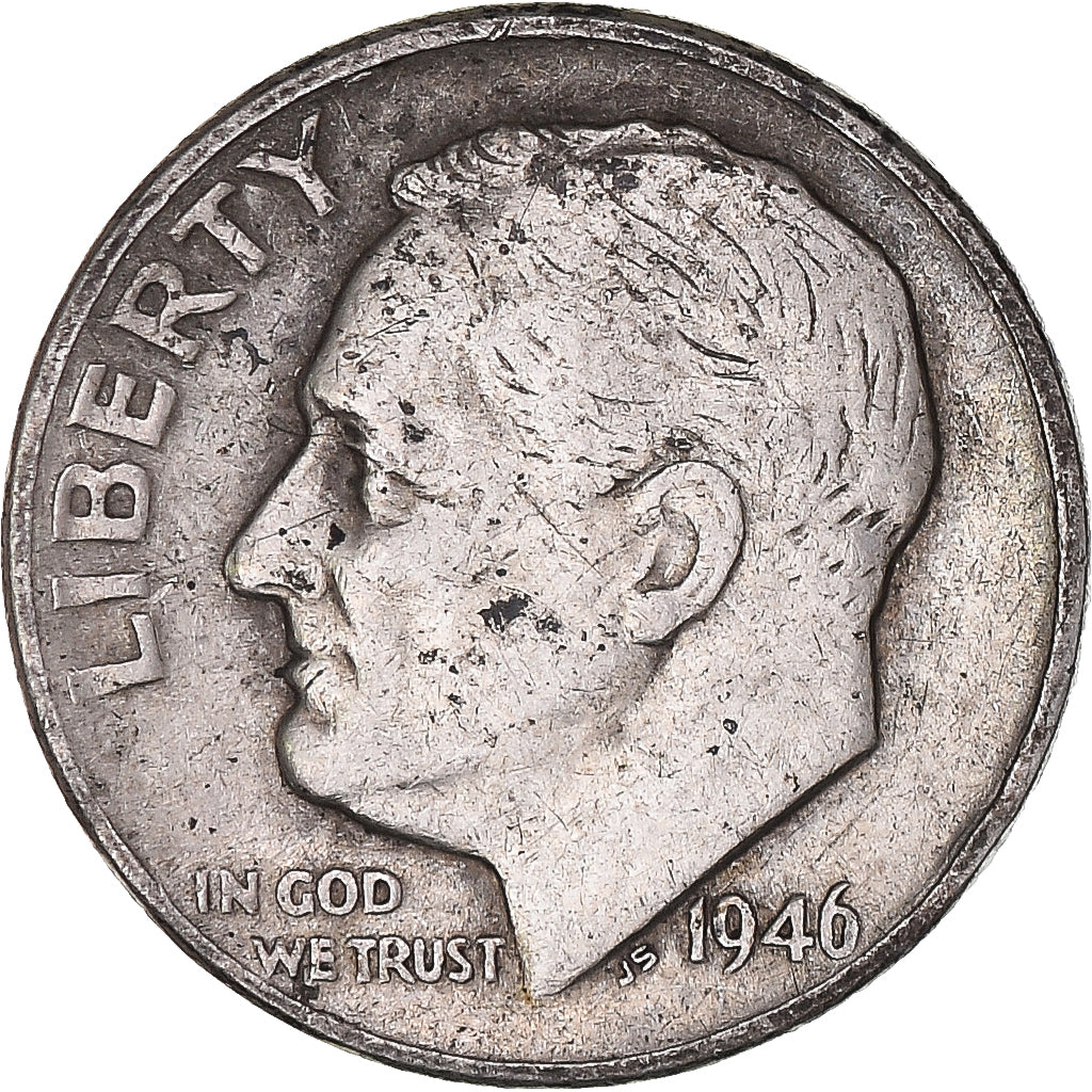 Coin, United States, Roosevelt Dime, Dime, 1946, U.S. Mint, Philadelphia