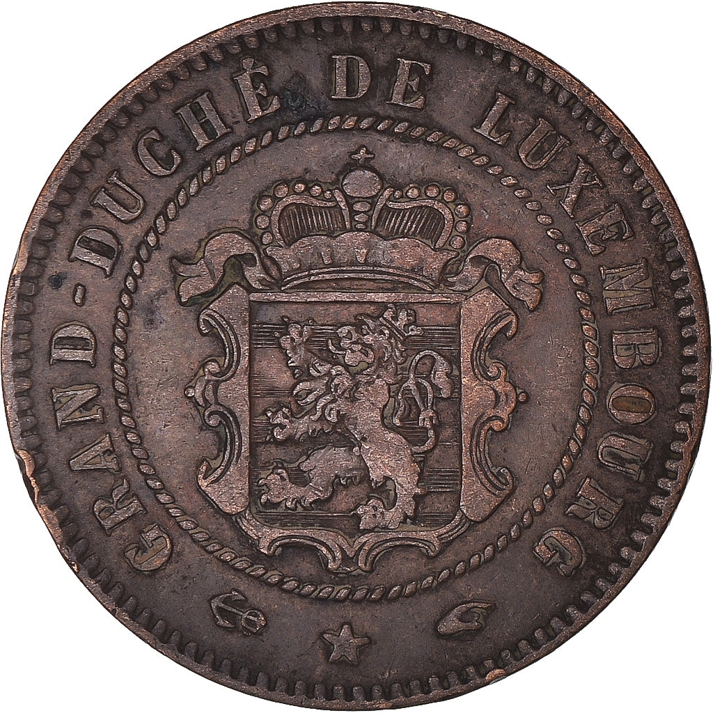 Munten, Luxemburg, William III, 5 Centimes, 1860, Paris, ZF, Bronzen, KM:22.2