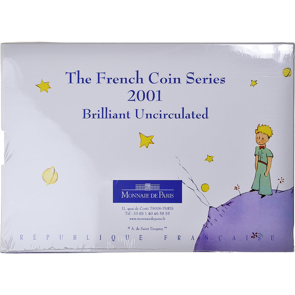 Moeda, França, Petit Prince, Set, 2001, Paris, Coffret 5 c. à 20 frs.BU