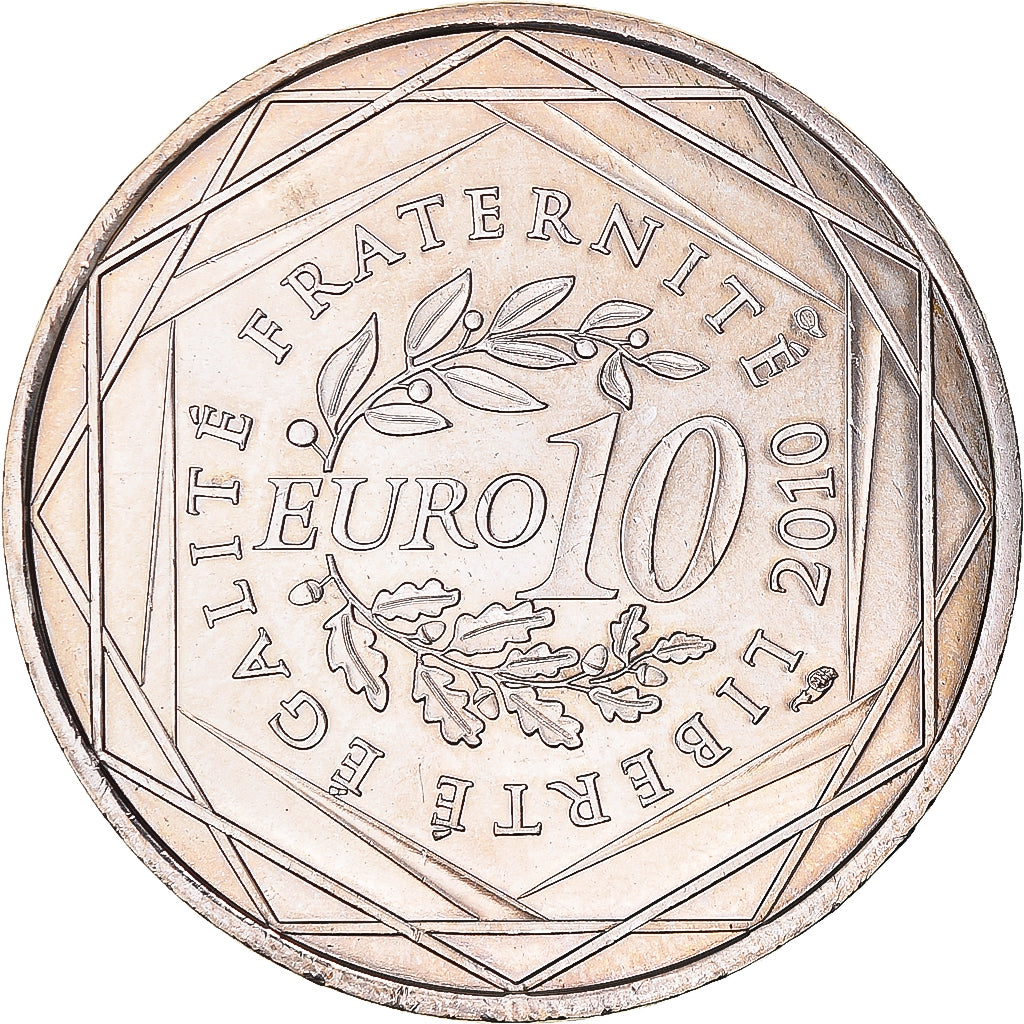 France, 10 Euro, 2010, Paris, Bretagne, MS(60-62), Silver, KM:1648