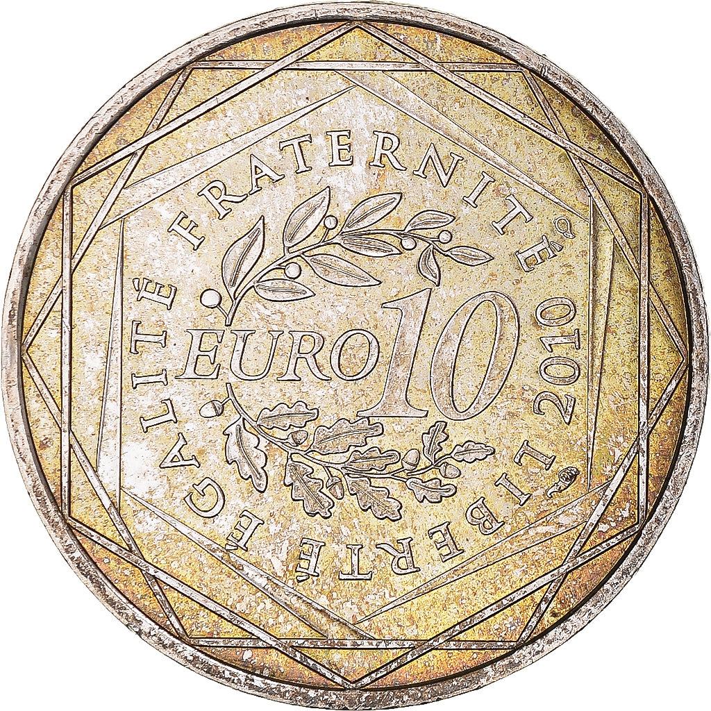 France, 10 Euro, Bretagne, 2010, MS(63), Silver