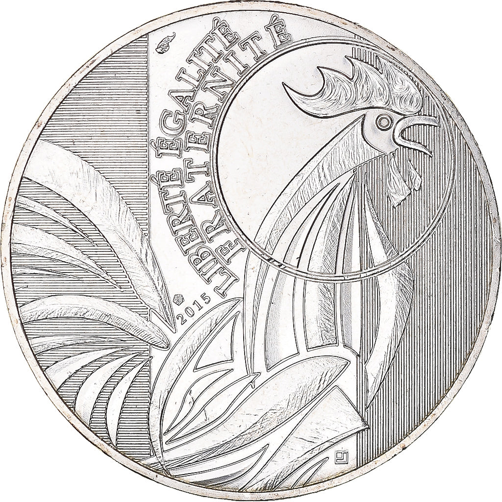 Francja, 10 Euro, Coq, 2015, MS(63), Srebro, Gadoury:EU727