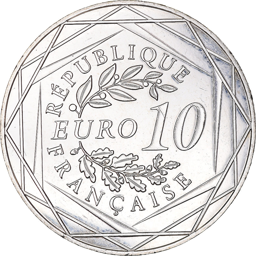 France, 10 Euro, Coq, 2015, MS(63), Silver, Gadoury:EU727