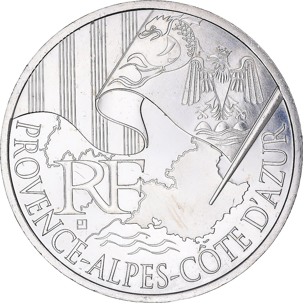 France, 10 Euro, 2010, Paris, Provence Alpes Côte d'Azur, MS(63), Silver