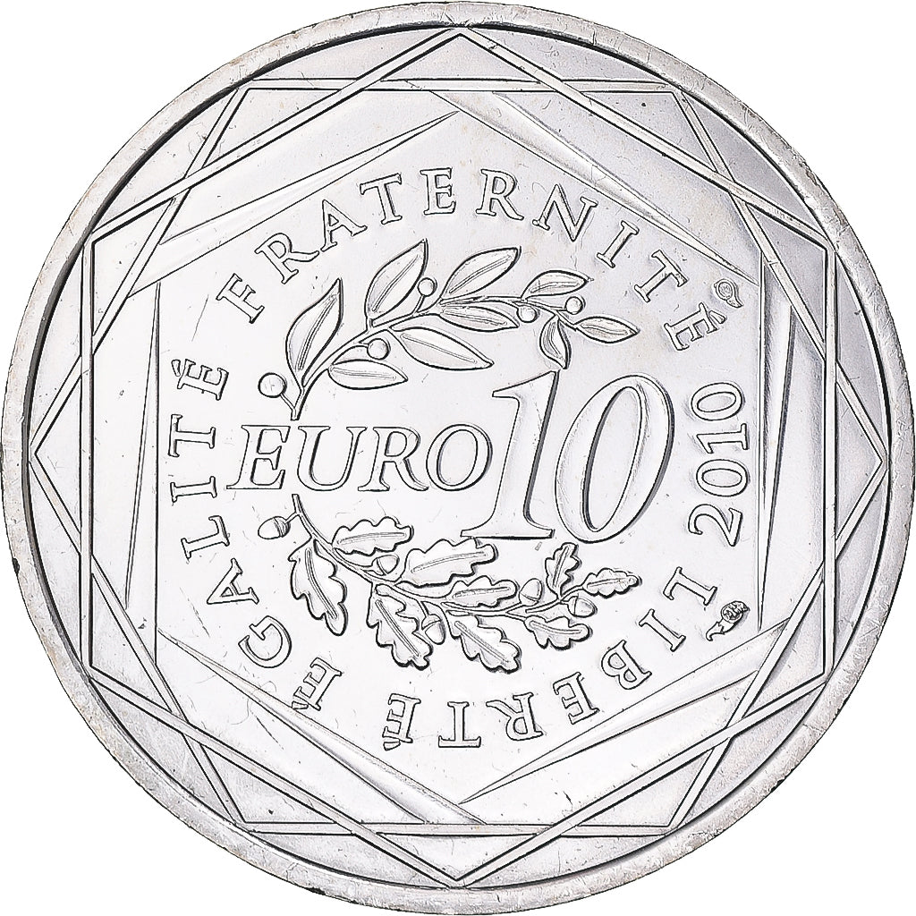 France, 10 Euro, 2010, Paris, Provence Alpes Côte d'Azur, MS(63), Silver