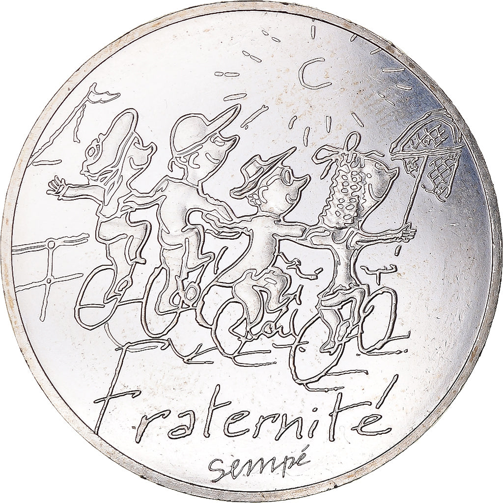 France, Sempé - Fraternité, 10 Euro, 2014, MS(60-62), Silver, Gadoury:EU719