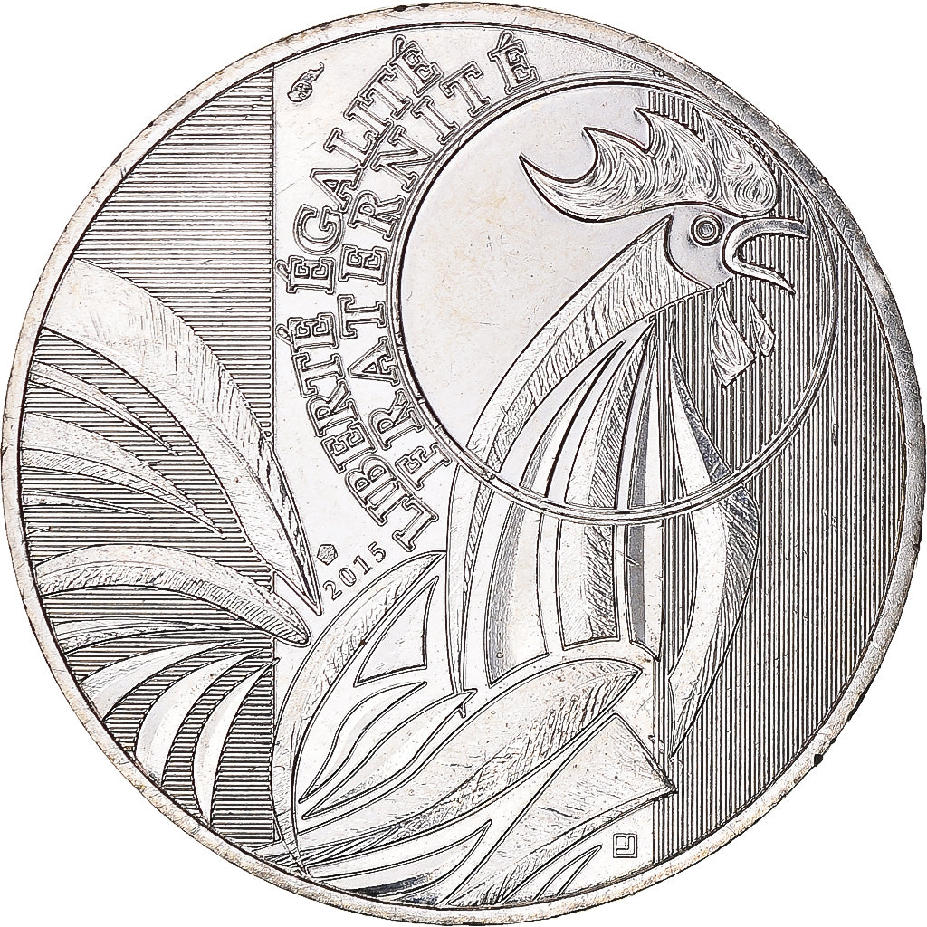 França, 10 Euro, Coq, 2015, AU(55-58), Prata, Gadoury:EU727