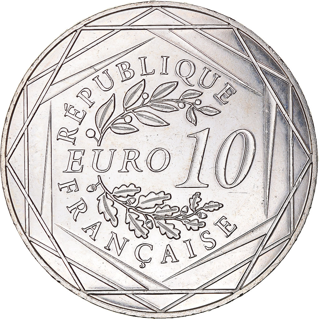 França, 10 Euro, Coq, 2015, AU(55-58), Prata, Gadoury:EU727