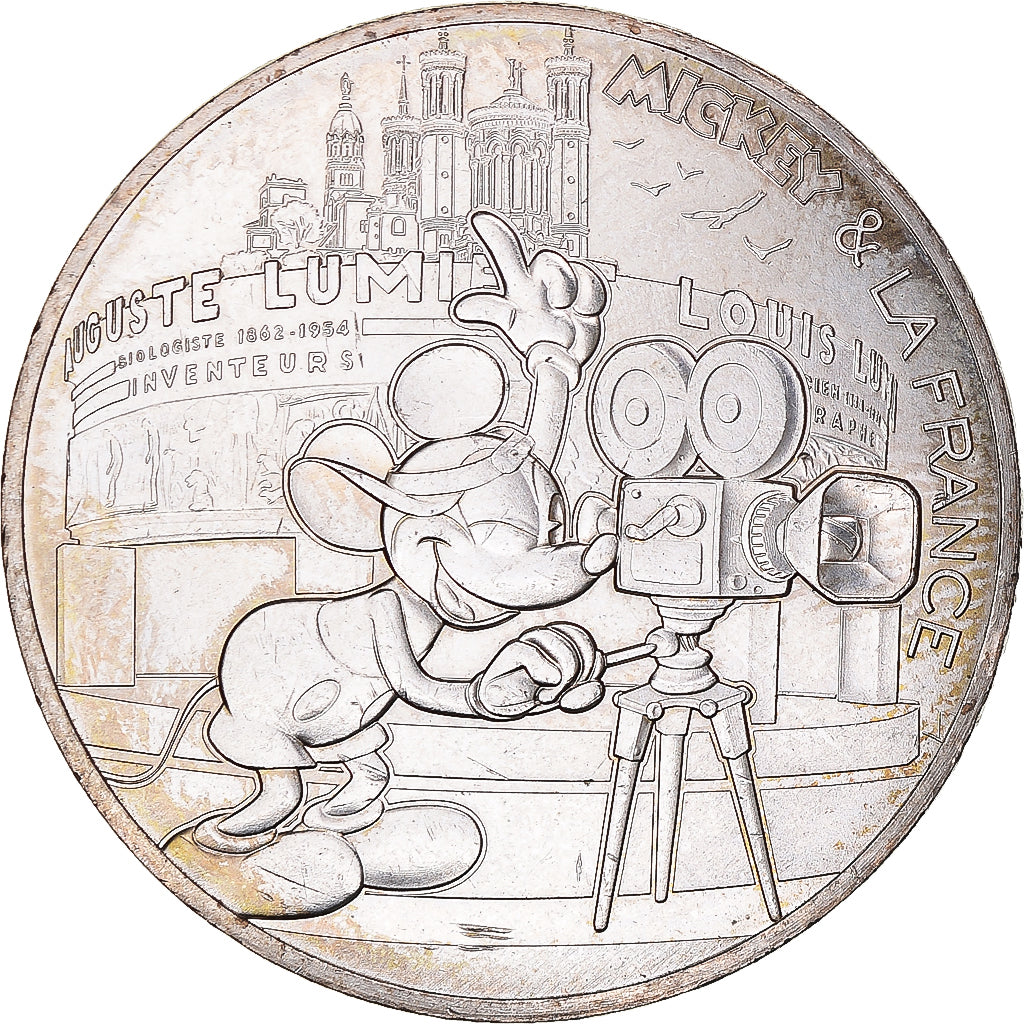 Francja, 10 Euro, Mickey silence on tourne, 2018, Paris, MS(65-70), Srebro