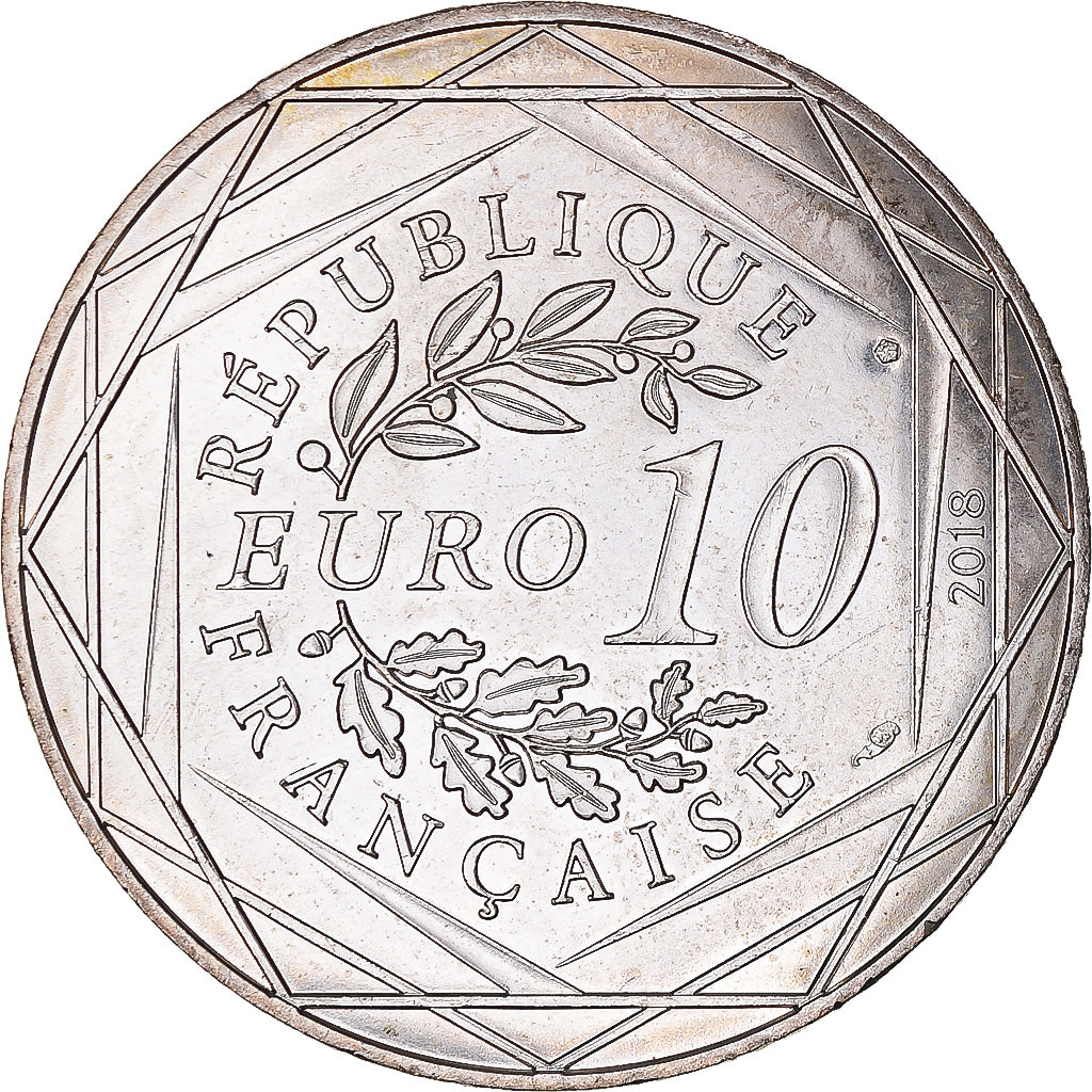 Francja, 10 Euro, Mickey silence on tourne, 2018, Paris, MS(65-70), Srebro