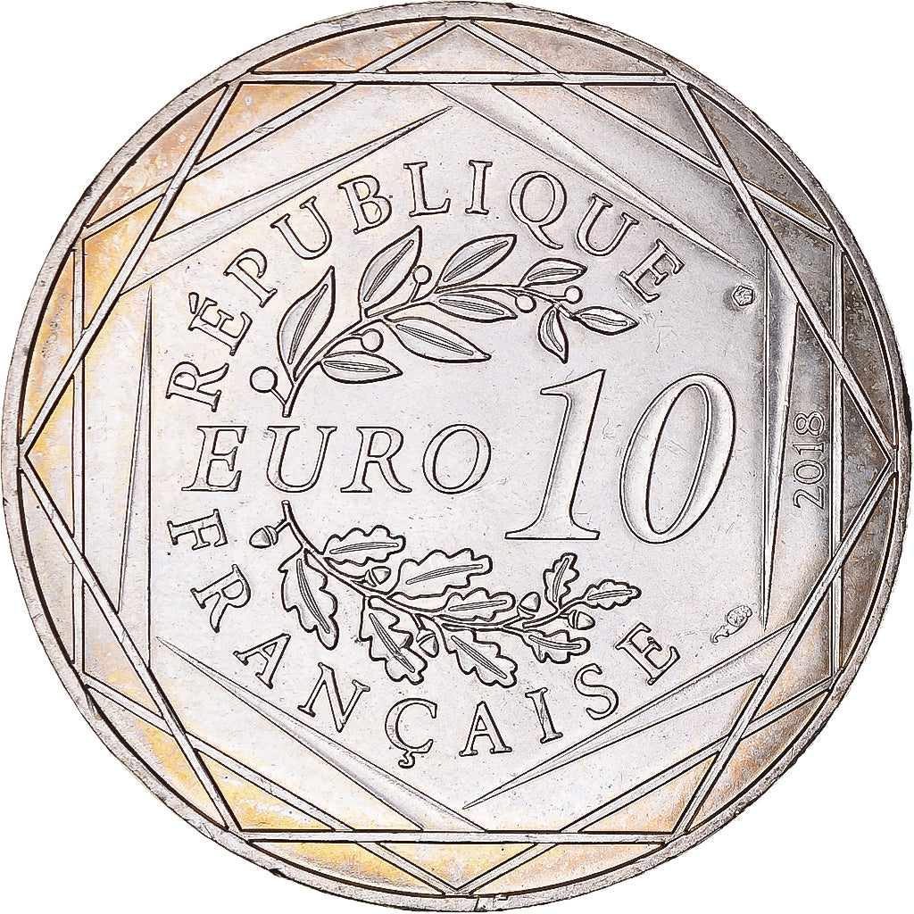Francja, 10 Euro, Mickey un tour de Loire, 2018, MS(65-70), Srebro