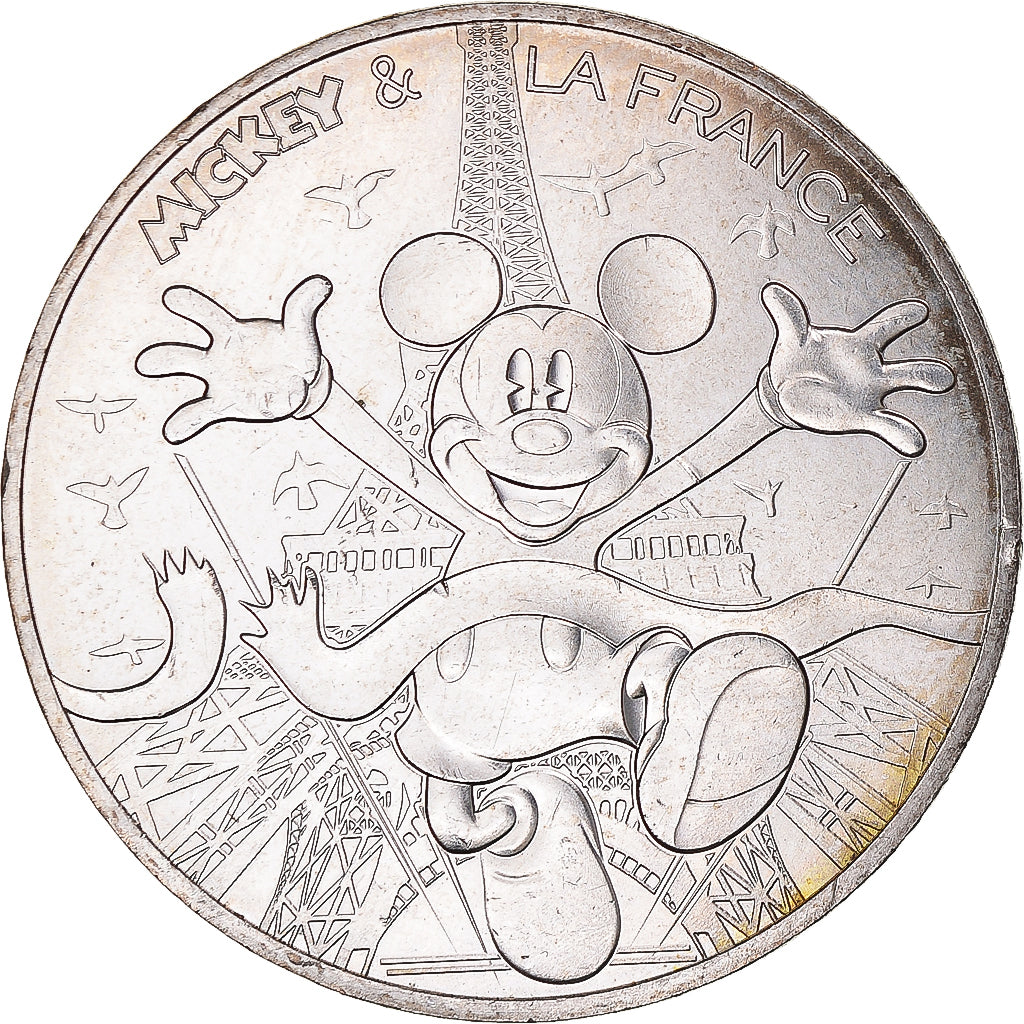 France, 10 Euro, 2018, Mickey aux pieds de la Dame de fer, MS(65-70), Silver