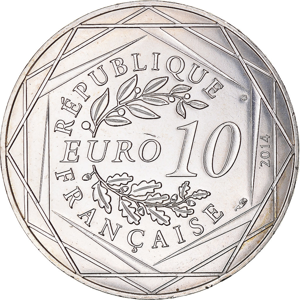 France, 10 Euro, Fraternité, 2014, MS(63), Silver, Gadoury:EU719