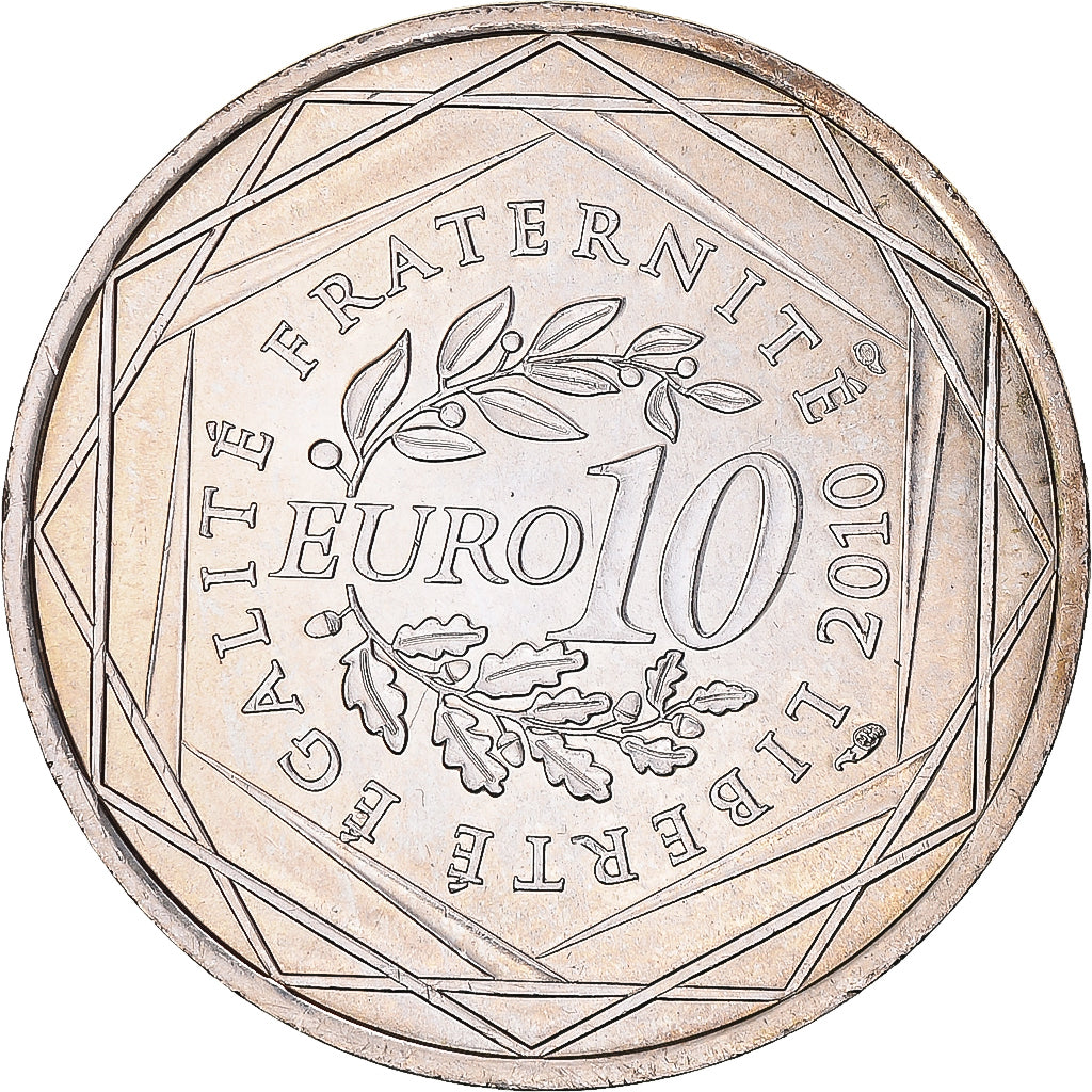 France, 10 Euro, 2010, Paris, Ile De France, MS(63), Silver, KM:1657