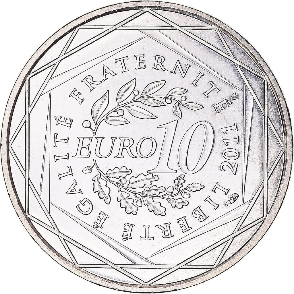 France, 10 Euro, 2011, Paris, Haute-Normandie, AU(50-53), Silver, Gadoury:EU450